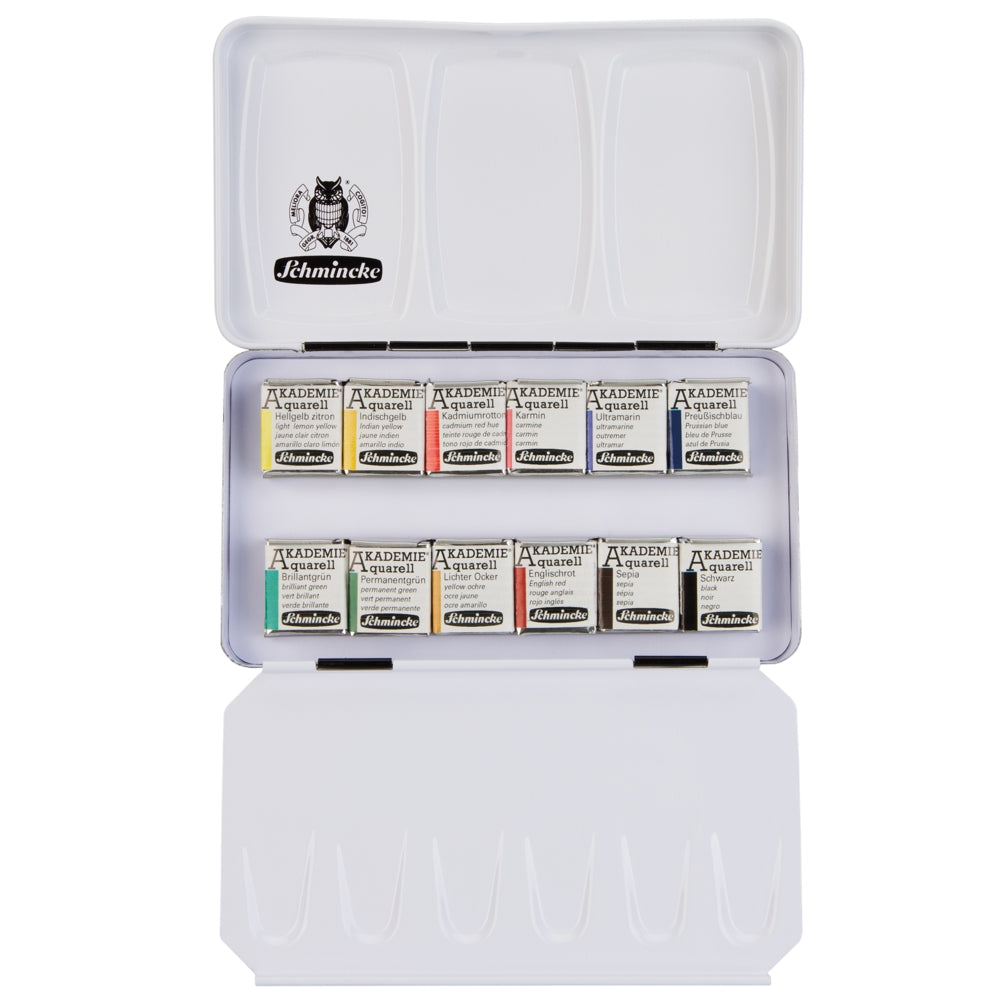 Tinta Aquarela Schmincke Akademie Pastilha 12 Cores